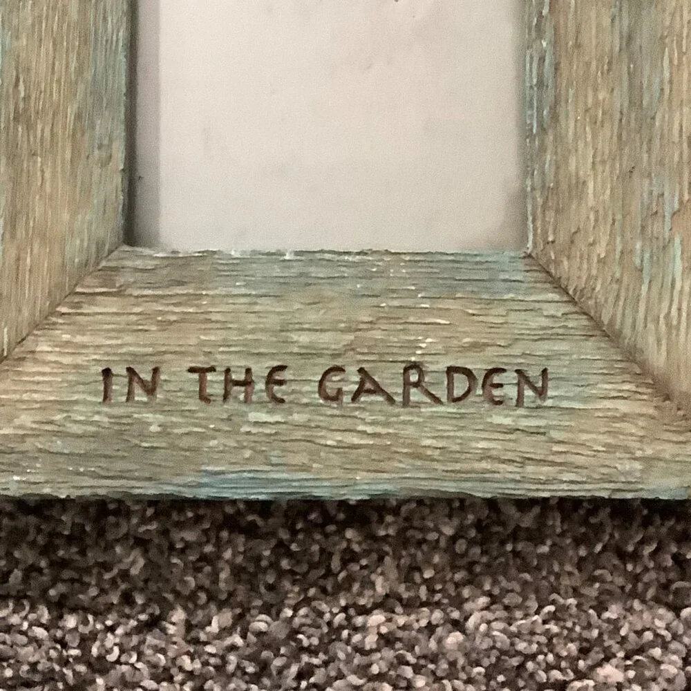 Vtg Russ Berrie In The Garden Rustic Picture Frame Garden Tool Handpainted 6”x6”